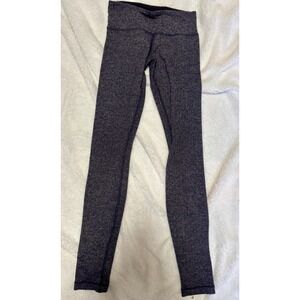 Lululemon Wunder Under Herringbone Leggings Women's Sz 4 Gray Black Full Length‎